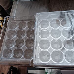 Clear Egg Organizer Tray for Refrigerator - Set of 2